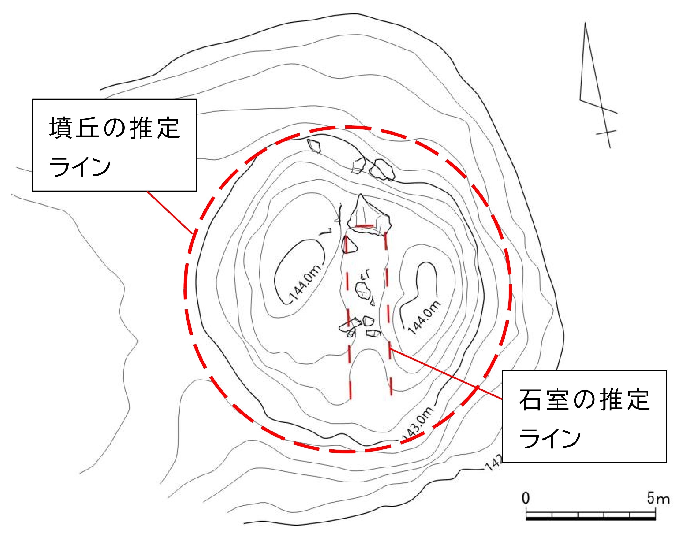 新野山根古墳墳丘の測量図