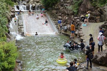 7月19日 グリーンエコー笠形 川のすべり台の写真