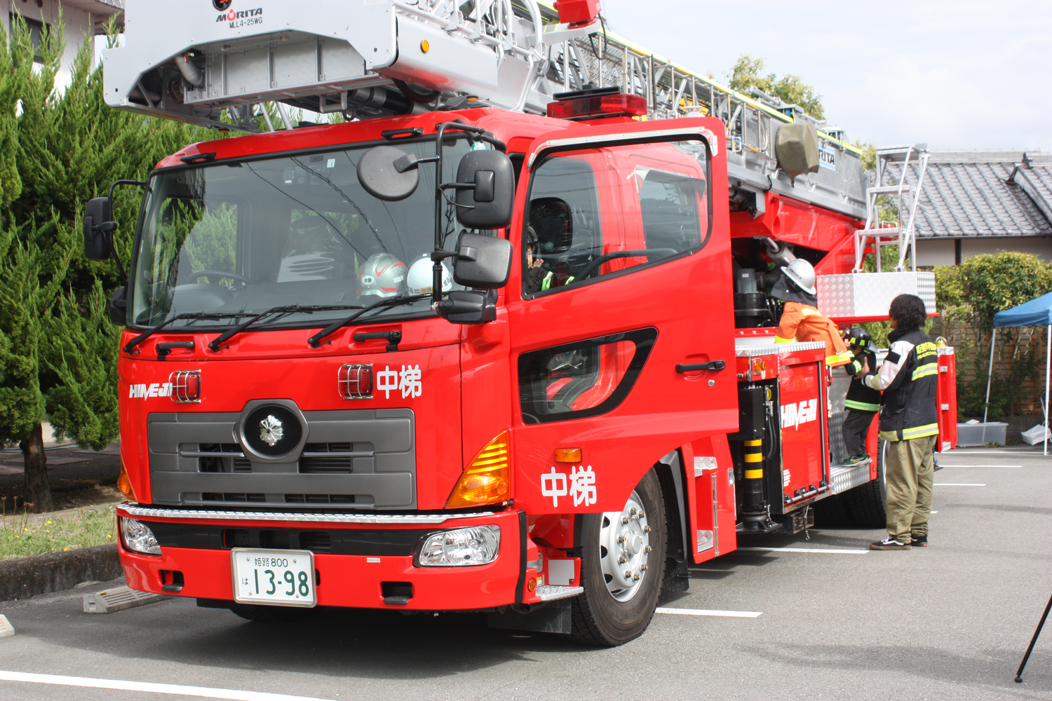 消防車展示の写真