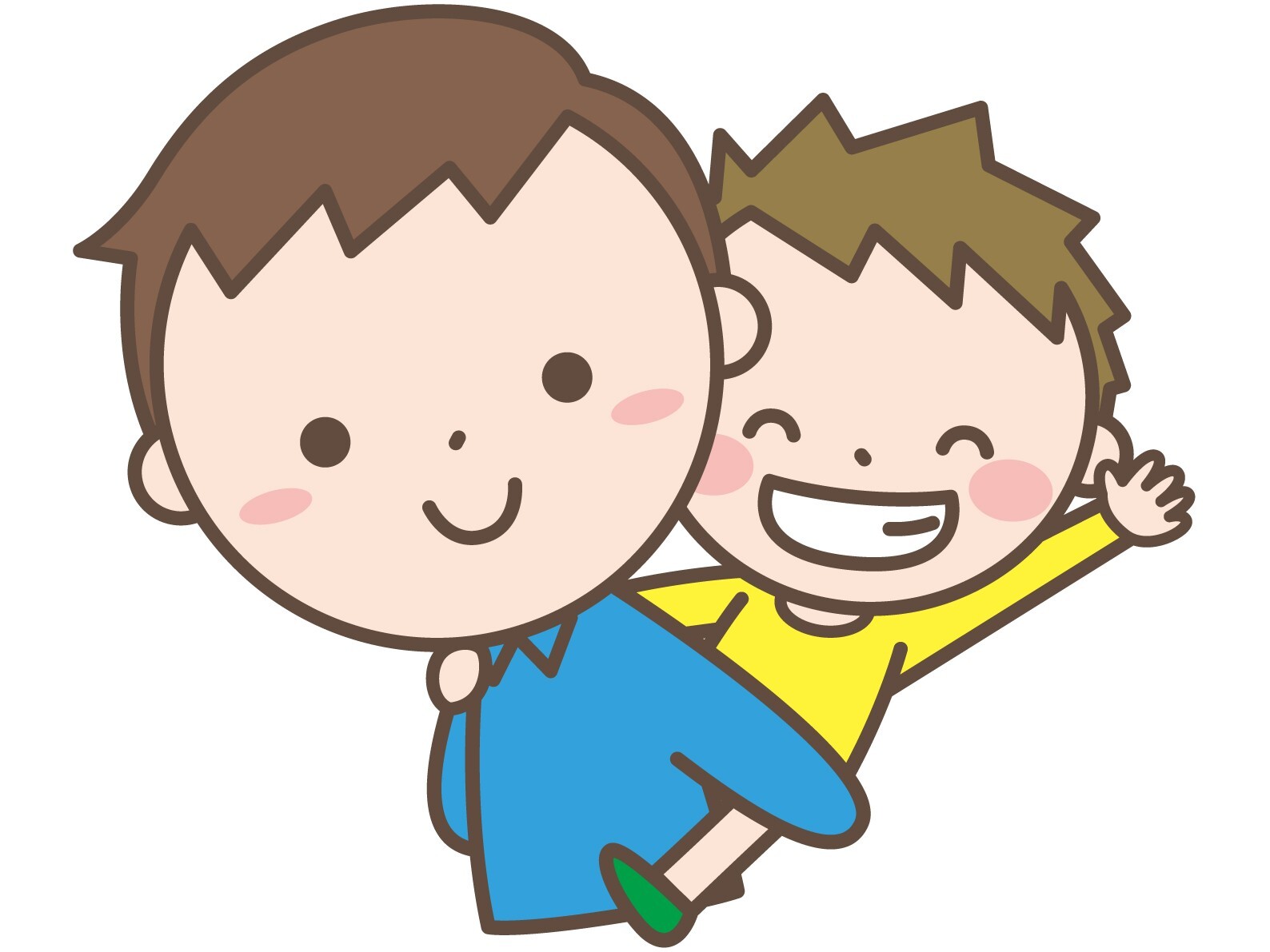 おんぶされる子どものイラスト