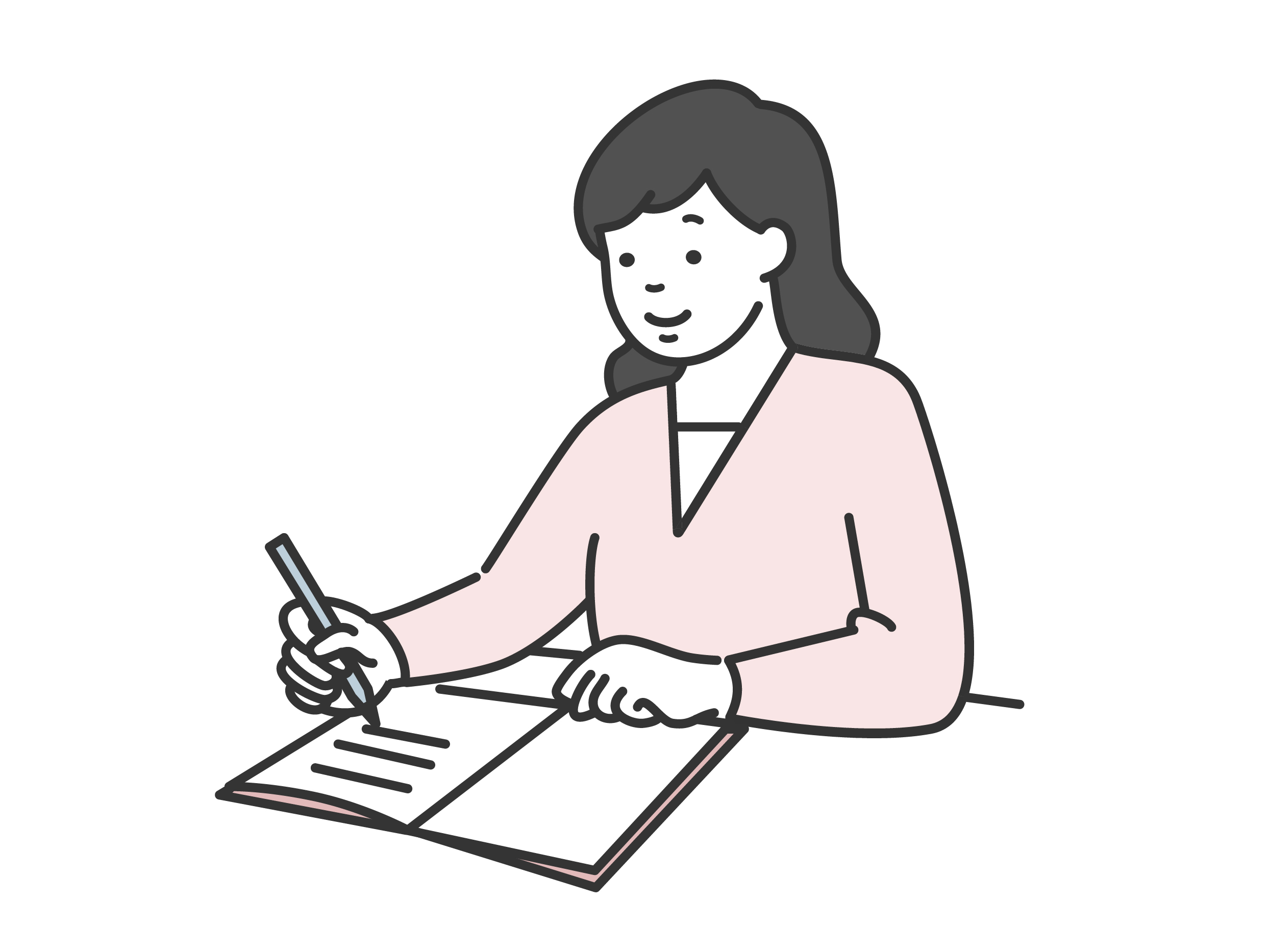 日記を書く女性のイラスト