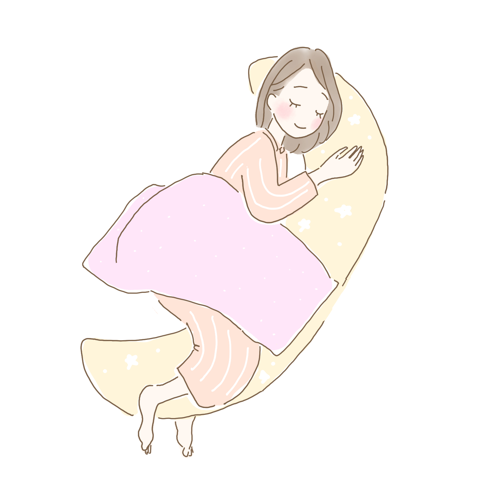 昼寝をする女性のイラスト