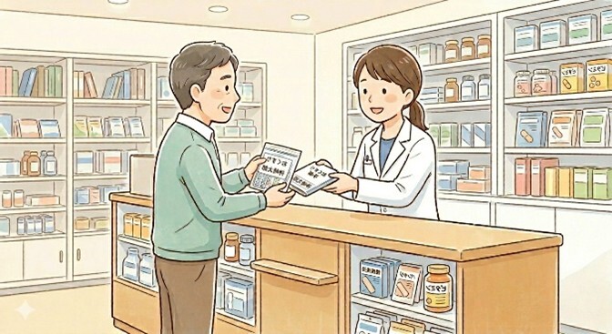 薬剤師さんに相談しているイラスト